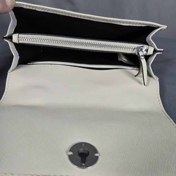 Etienne Aigner Crossbody Bag Womens White Leather Chain Strap Turnlock Flap - Picture 7 of 12